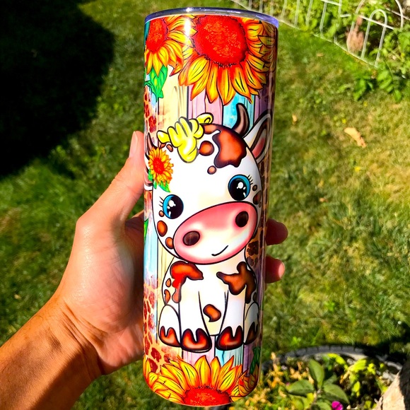 20oz Tumbler, Cow Tumbler, Sunflower Tumbler - Picture 1 of 3